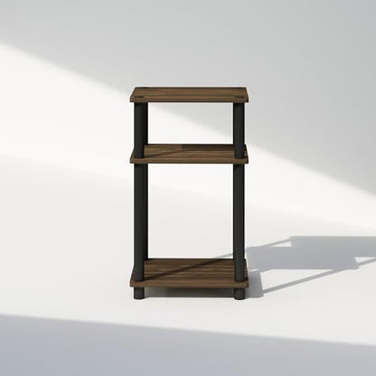Furinno Just 3-Tier Turn-N-Tube Open Storage Nightstand, 1-Pack, Plastic Poles, Columbia Walnut/Black - color: Columbia Walnut/Black, size: 1-Pack