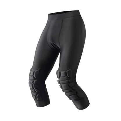 Topeter Men's Compression Capri Leggings with Knee Pads & Cup Pocket for Basketball, Running - size: Medium