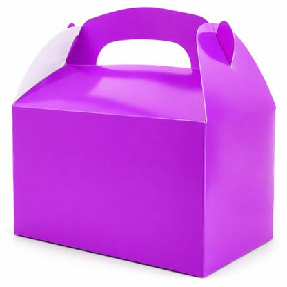The Dreidel Company Gable Treat Boxes, Party Favors, 6.25" x 3.5" x 3.5" Inch Box, 25-Pack (Purple) - color: Purple