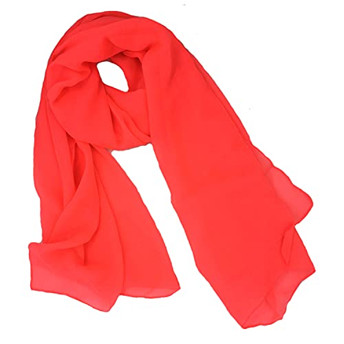 Tapp Collections™ Fashionable Soft Chiffon Scarf - color: Solid / Neon Coral