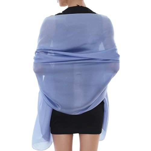 RIIQIICHY Women Shawls and Wraps for Evening Dresses Like Chiffon Silk Scarf Formal Silky Pashmina Shawls for Weddings - color: Blue