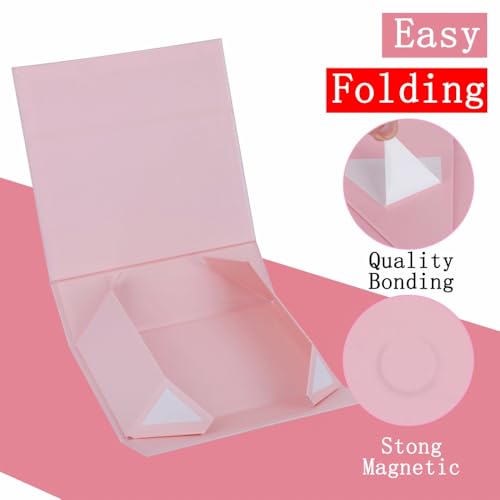 UoeRing 1 Pcs Pink Gift Box Large 11.5x8x4 Inch with Magnetic Lid | Collapsible Luxury Present Box,for Birthday,Christmas Holiday Gift Includes Card,Ribbon,Tissue Paper & Shredded Filler - color: 13.5x11.8x4.7 Inch-Pink-Pack of 1