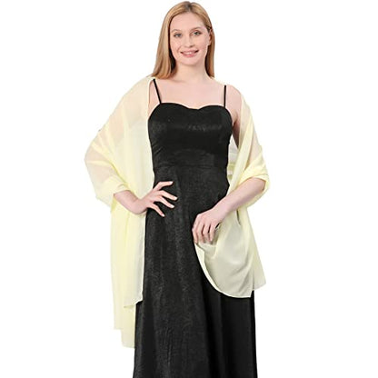 Ladiery Chiffon Shawl Wraps for Women Evening Dresses, Elegant Soft Sheer Shawls for formal dressy Bride Wedding - color: Beige