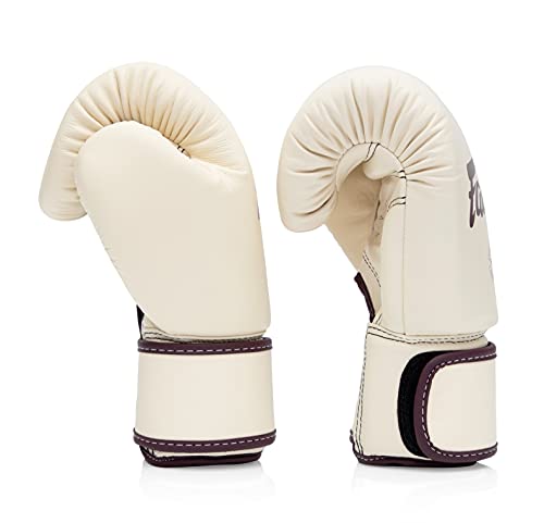 Fairtex BGV16 Leather Compact Muay Thai Boxing Gloves - color: Khaki, size: 12 oz
