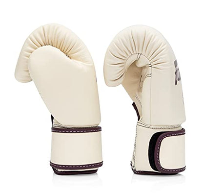Fairtex BGV16 Leather Compact Muay Thai Boxing Gloves - color: Khaki, size: 12 oz