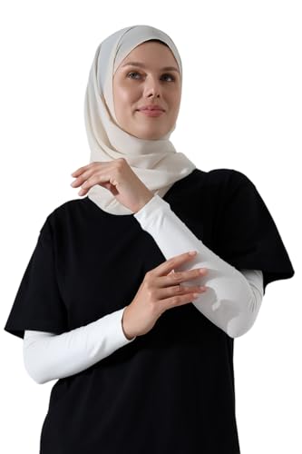 ihvan online, Hijab Sleeves for Women, Muslim Arm Sleeve for Prayer, Women's Soft Stretchy Modest Sleeves to Cover Arms - color: Cream