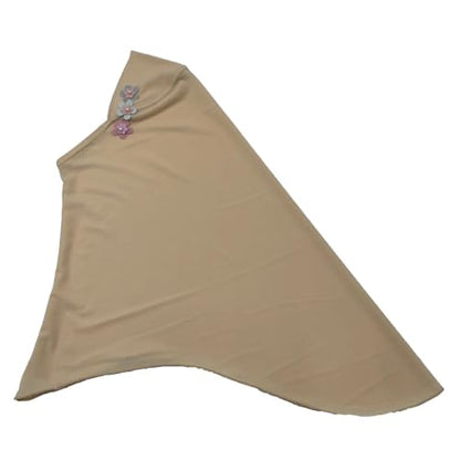 Girls Muslim Hijab Arab Scarf Islamic Headscarf for Kids with 3 Flowers - color: Khaki-3 Flowers