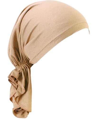 Chemo Headwear for Women Pre-Tied Head Scarf Slip On Headwraps Soft Turbans Cancer Hats Beanie Coverings Scarves - color: Light Brown