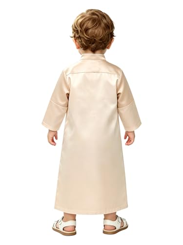 FEESHOW Little Boys Arabic Muslim Thobe Toddler Baby Kaftan Robe Islamic Traditional Festival Party Wear - color: Champagne, size: 2-3T