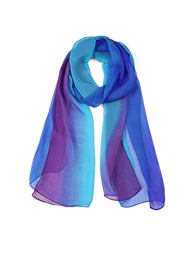 uxcell Women'sChiffon Sheer Long Scarf Silky Gradient Party - color: Royal Blue