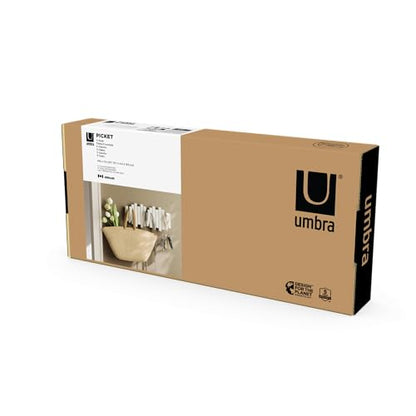 Umbra Picket Coat Rack, Wall Mount 5 Flip-Down Coat Hooks, White - color: White, size: 5-Hook