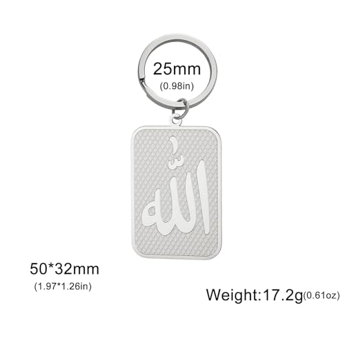 Islamic Ayatul Kursi Keychain Muslim Allah Pendant Arabic Calligraphy Allah Amulet Religious Jewelry Eid Ramadan Gift - color: Allah Keychain Silver