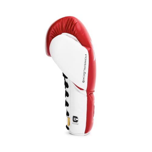 Everlast Powerlock OG Pro Boxing Gloves | Lace Up Fight Gloves - color: Red/White, size: 8oz