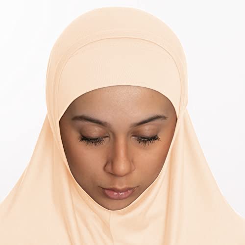 TheHijabStore.com Women's 2 Piece Amira Jersey Hijab - Soft Modal Stretch Head Scarf with Tube Under Scarf Cap - color: Cream