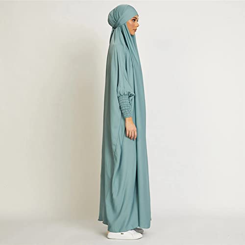 ODIZLI Muslim One Piece Prayer Hijab Dress Women Hooded Abaya Full Cover Islam Dubai Modest Robe - color: Mint Green, size: One Size