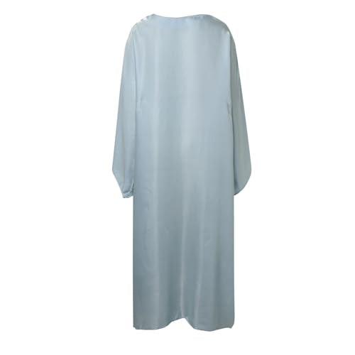 Muslim Dress Women One-Piece Prayer Dress Long Robe Long Sleeve Maxi Kaftan Dresses Islamic Clothes Set - color: Blue