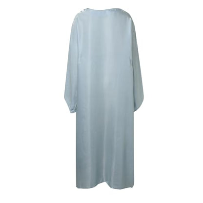 Muslim Dress Women One-Piece Prayer Dress Long Robe Long Sleeve Maxi Kaftan Dresses Islamic Clothes Set - color: Blue