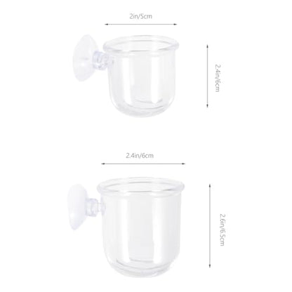 Cabilock 4pcs Acrylic Fish Tank Feeder Cups with Suction Small and Large Water Glass Containers for Aquarium Feeding Ring Betta Fish and Shrimp Food Holder Removable Worm Feeder