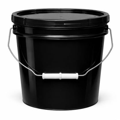 2-Gallon Bucket with Airtight Lid – Made in USA, Food Grade BPA Free Plastic, Heavy Duty Multi-Use, Metal Handle with Grip, Stackable Storage – - Black, 1 Pack - color: 2 Gallon - Black, size: 1