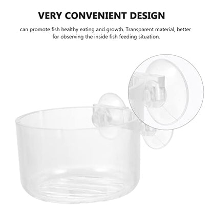 Balacoo Fish Tank Aquarium Accessories 4pcs Acrylic Feeding Cups Fish Feeder Suction Cup Set