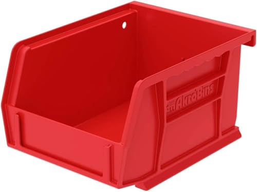 Akro-Mils 30210 AkroBins Plastic Storage Bins, 5"x4"x3", Red, 24-Pack | Space-Saving Stackable Bins for Garage, Pantry, Craft Organization - color: Red