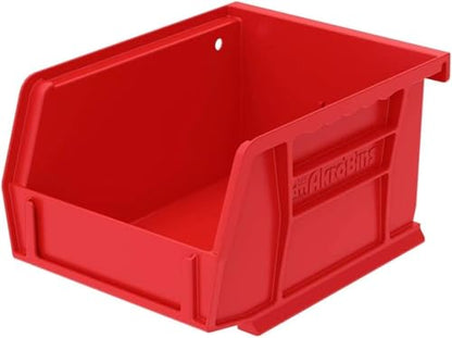 Akro-Mils 30210 AkroBins Plastic Storage Bins, 5"x4"x3", Red, 24-Pack | Space-Saving Stackable Bins for Garage, Pantry, Craft Organization - color: Red