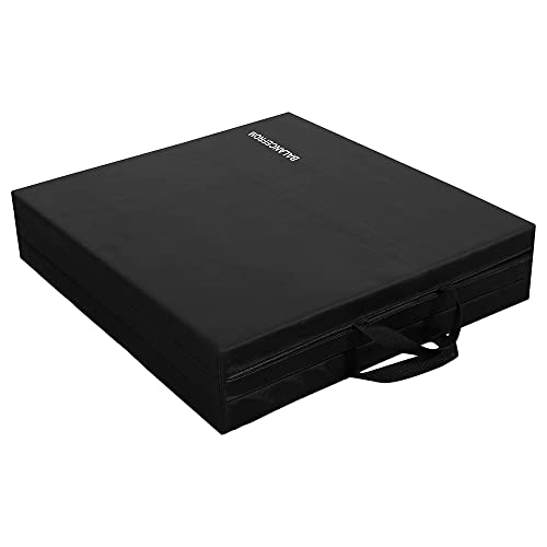 BalanceFrom 6x2 Feet 3-Panel Folding Gymnastics Mat – 1.5-Inch Thick Pad with Vinyl Surface and Carrying Handles for Tumbling, Yoga, Pilates, Home Workouts, and Martial Arts - color: Black