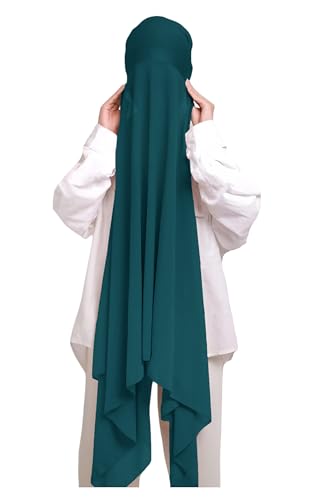 Lina & Lily Muslim Chiffon Instant Hijab Head Scarf with Matching Tie Back Jersey Undercap - color: Teal Blue