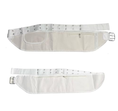 Mens Ihram Ahram White Waist BELT w/Zip/Pocket For Umrah Hajj- PREMIUM Free Size Adjustable Ihram Hajj Umrah Haji Waist Belt fits 29 up to 50 inches.