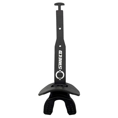 O Shield Striker Football Lip Guard with Permanent Strap | Permanent strap for tackle football, front teeth and full bite coverage, no boil, brace friendly - color: Black