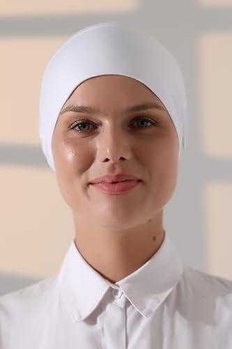 ihvan online, Hijab Cap, Beanie Undercap Scarf, Turban Head Wraps for Women, Hair Wrap, Muslim Under Scarf Hijab Cap - color: White