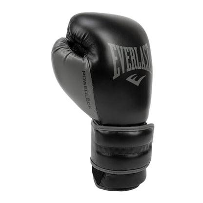 Everlast Powerlock 2 Hook & Loop Boxing Gloves | Fight Training Gloves | Hook and Loop with Durable Hand & Wrist Support | Heavy Bag & Fitness Training - color: Black / Gray, size: 12 oz