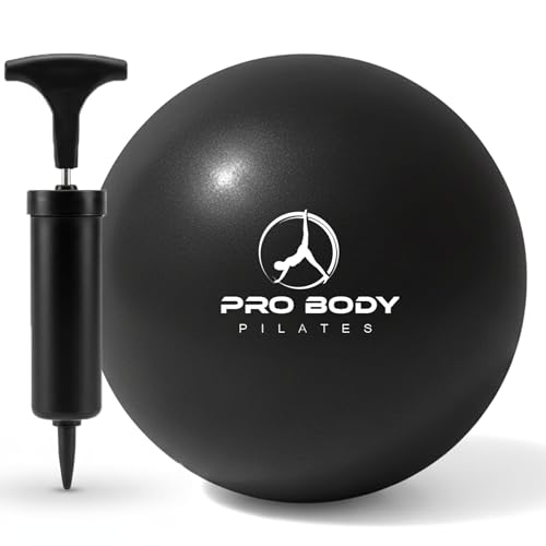 ProBody Pilates 볼 펌프 포함 소형 운동 공, 22.9cm(9인치) 바레 볼, 미니 소프트 요가 볼, 안정성을 위한 운동 공, 바, 피트니스, 복근, 코어, 물리 치료 및 물리 치료 공, 가정 체육관 및 사무실 - color: 블랙.