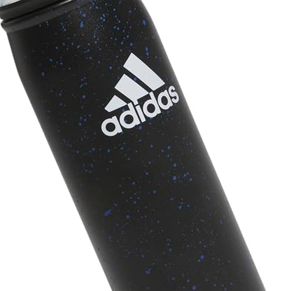 adidas Stainless Steel Metal Water Bottle 20 oz (600 mL) Screw Cap - color: Black/Bright Royal Blue/White