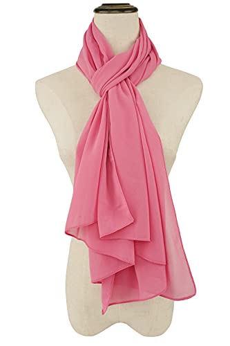 YOUR SMILE for Women Lightweight Breathable Solid Color Soft Chiffon Long Fashion Scarves Sun-proof Shawls Wrap - color: Soft Pink