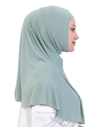 Prien Instant Hijab For Women, Muslim Long Scarf, Undercap Turban Set, Turkish Islamic Clothing, Prayer Clothes For Abaya - color: Light Green