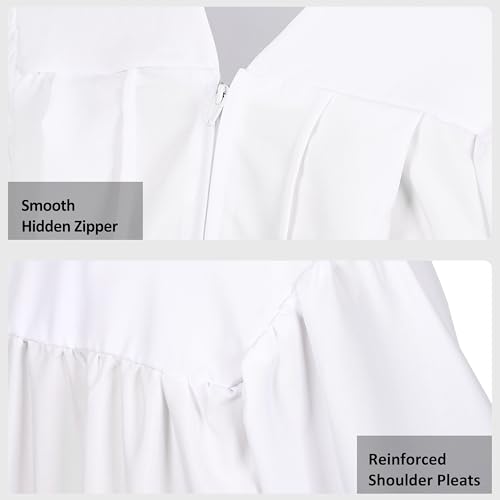교회 성인을 위한 유니 매트 합창단 가운, 고등학교 및 학사 전용 졸업 가운 - color: 화이트., size: 51