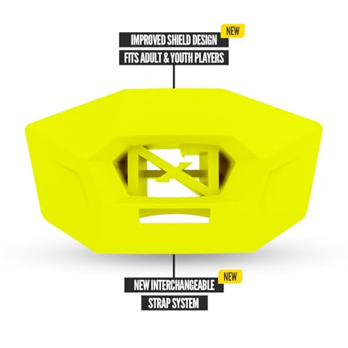 Nxtrnd One Pro Football Mouth Guard, Interchangeable Strap, Fits Adult & Youth (Neon Yellow) - color: Neon Yellow Pro