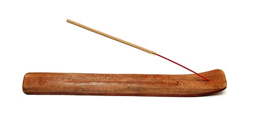 Incense Garden Wood Incense Stick Holder - 10 Inches Long - Wooden Ash Catcher - Simple and Elegant