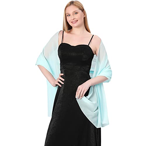 Ladiery Chiffon Shawl Wraps for Women Evening Dresses, Elegant Soft Sheer Shawls for formal dressy Bride Wedding - color: Light Blue
