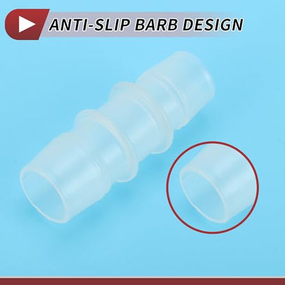 9/16" to 5/8" Hose Barb Fitting Hose Straight Reducing Coupler | 5 Pcs, Plastic, Clear, Fits 9/16" to 5/8" ID Flexible Tube, Barb Reducer Fitting, for Aquarium, Fountain, Drip Irrigation - size: 9/16"-5/8"