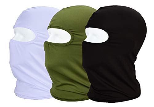 Balaclava Sun/uv face mask UPF 50+ ski mask Neck Gaiter face Scarf Outdoor Sports 3pack - color: Black+white+green