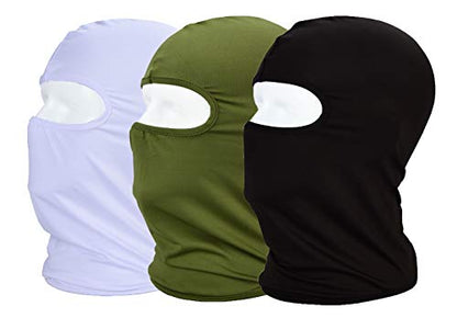Balaclava Sun/uv face mask UPF 50+ ski mask Neck Gaiter face Scarf Outdoor Sports 3pack - color: Black+white+green