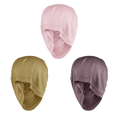 PURFUN 3 Pcs Muslim Inner Hijab Caps Women Solid Color Under Hijab Caps Stretchy Breathable Full Cover Undercap Tube Bonnet - color: Yellow+coffee+pink