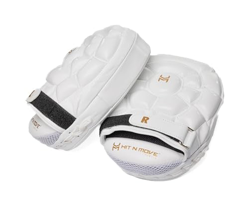 HIT N Move Turtle Boxing Mitts | Indented Punching Pads | Sparring Gear for Boxing, MMA, Kickboxing, Muay Thai, Martial Arts Training Equipment, Genuine Leather, High-Performance Focus Mitts - color: White