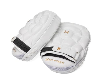 HIT N Move Turtle Boxing Mitts | Indented Punching Pads | Sparring Gear for Boxing, MMA, Kickboxing, Muay Thai, Martial Arts Training Equipment, Genuine Leather, High-Performance Focus Mitts - color: White