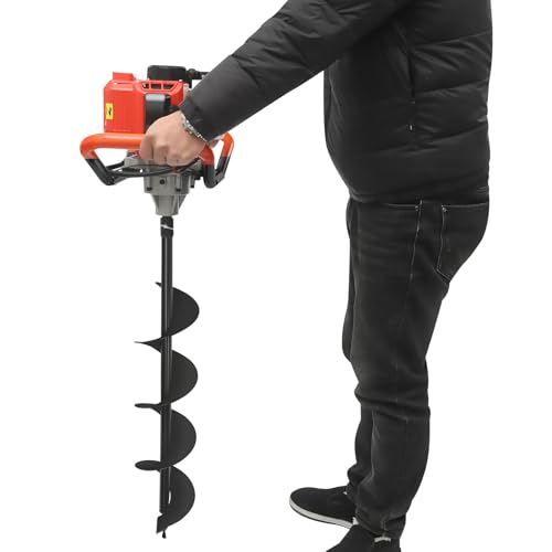 Auger Post Hole Digger, Gas Powered Earth Post Hole Digger Post Holes Earth Digger Petrol Drill Borer Bulb Planting Drill Fence Hole Maker Machine (52CC 2.3HP 1.7KW(EPA-Certified)) - size: 52CC 2.3HP 1.7KW(EPA-certified)