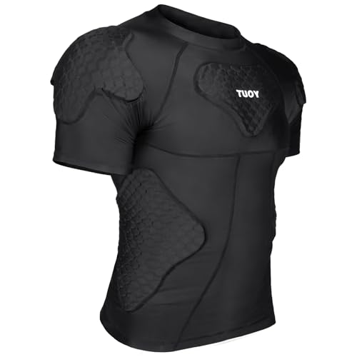 Mens Football Rib Protector with Pads Adult Protective Undershirt Heart Guard for Softball Rugby Lacrosse - size: Medium