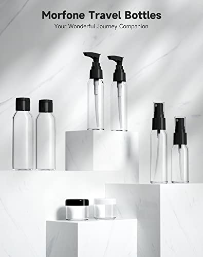 Morfone Travel Bottles Kits -TSA Approved Travelling Size Containers for Toiletries Leak Proof Refillable Liquid Travel Essentials with Toiletry Bag for Cosmetic Shampoo Conditioner Lotion