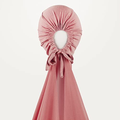 Instant Chiffon Hijab with Tie Back Under Cap Solid Color Soft Chiffon Scarf With Hijab Inner Caps For Muslim Women - color: Ash Rose